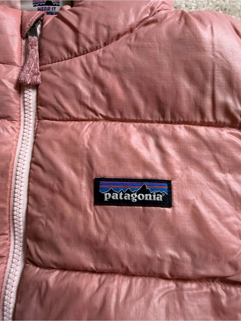 Patagonia Kids Hooded Puffer Jacket in Light Pink
